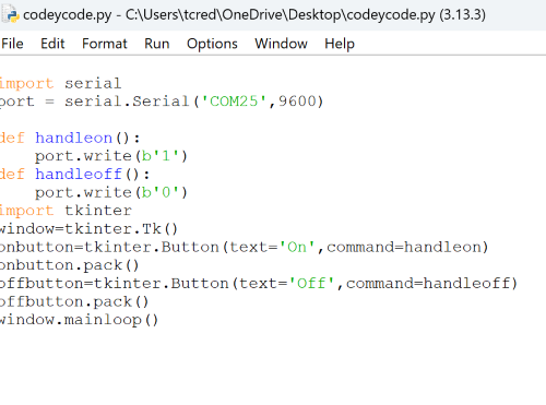picture of code used for Python
